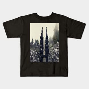 Ceto hindu Temple in mist painting Kids T-Shirt